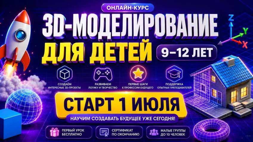 🎨 3D-МОДЕЛИРОВАНИЕ ДЛЯ ДЕТЕЙ (9–12 ЛЕТ) | СТАРТ В ИЮЛЕ