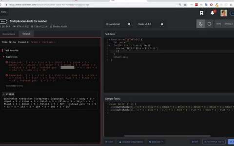 Задача Codewars Multiplication table for number